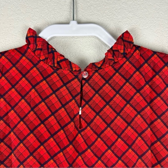 NEW Tuk Tuk Designs Red Blue Plaid Tiered Long Sleeve Dress Size 7-8 - Picture 3 of 7